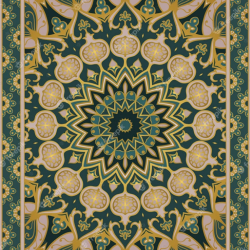 P1 Bottle Green Ethnic Carpet